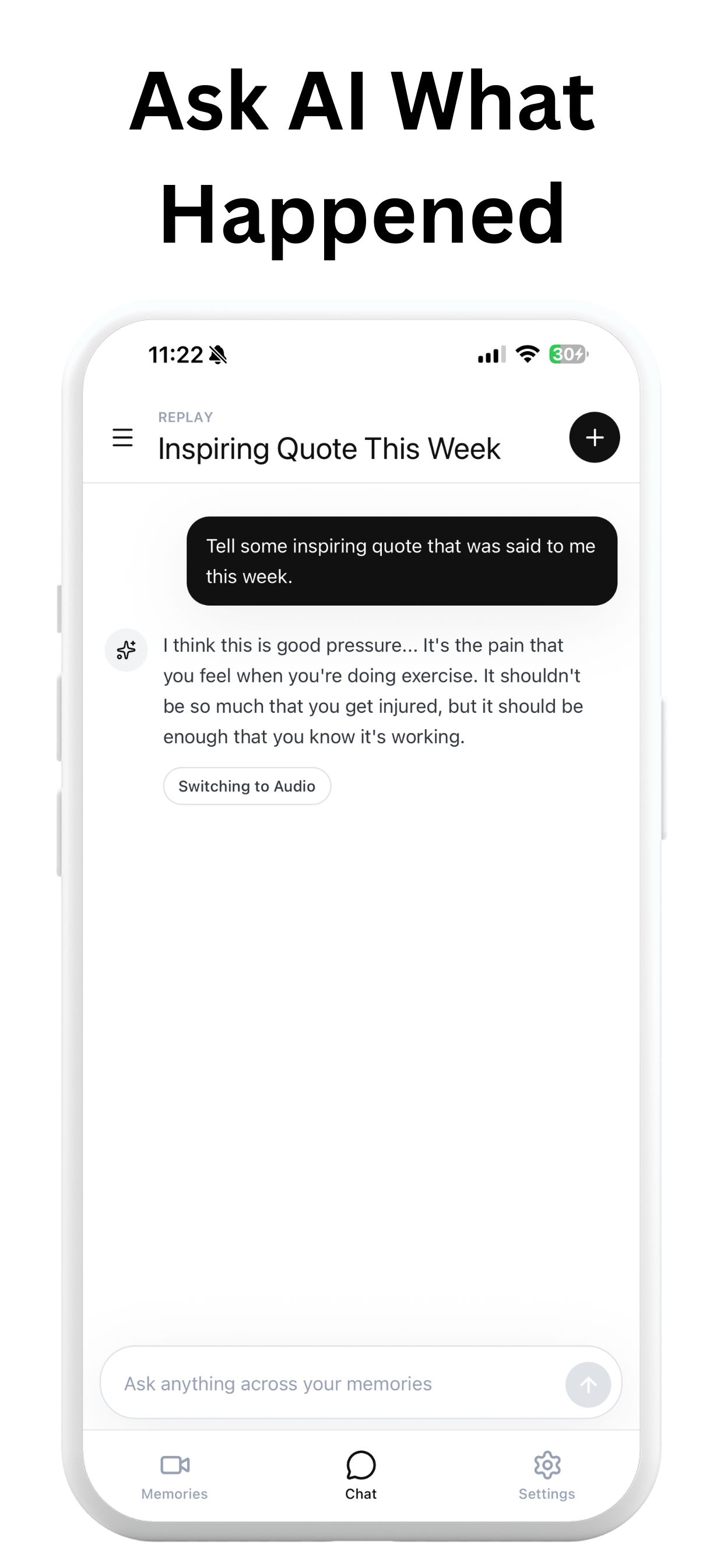 Ask AI about a conversation in the Replay app